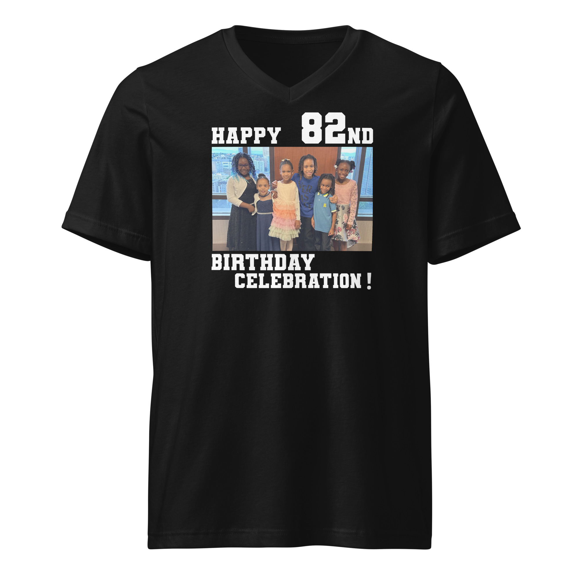 HAPPY 82ND BIRTHDAY CELEBRATION – COUSINS | V-NECK | BLACK