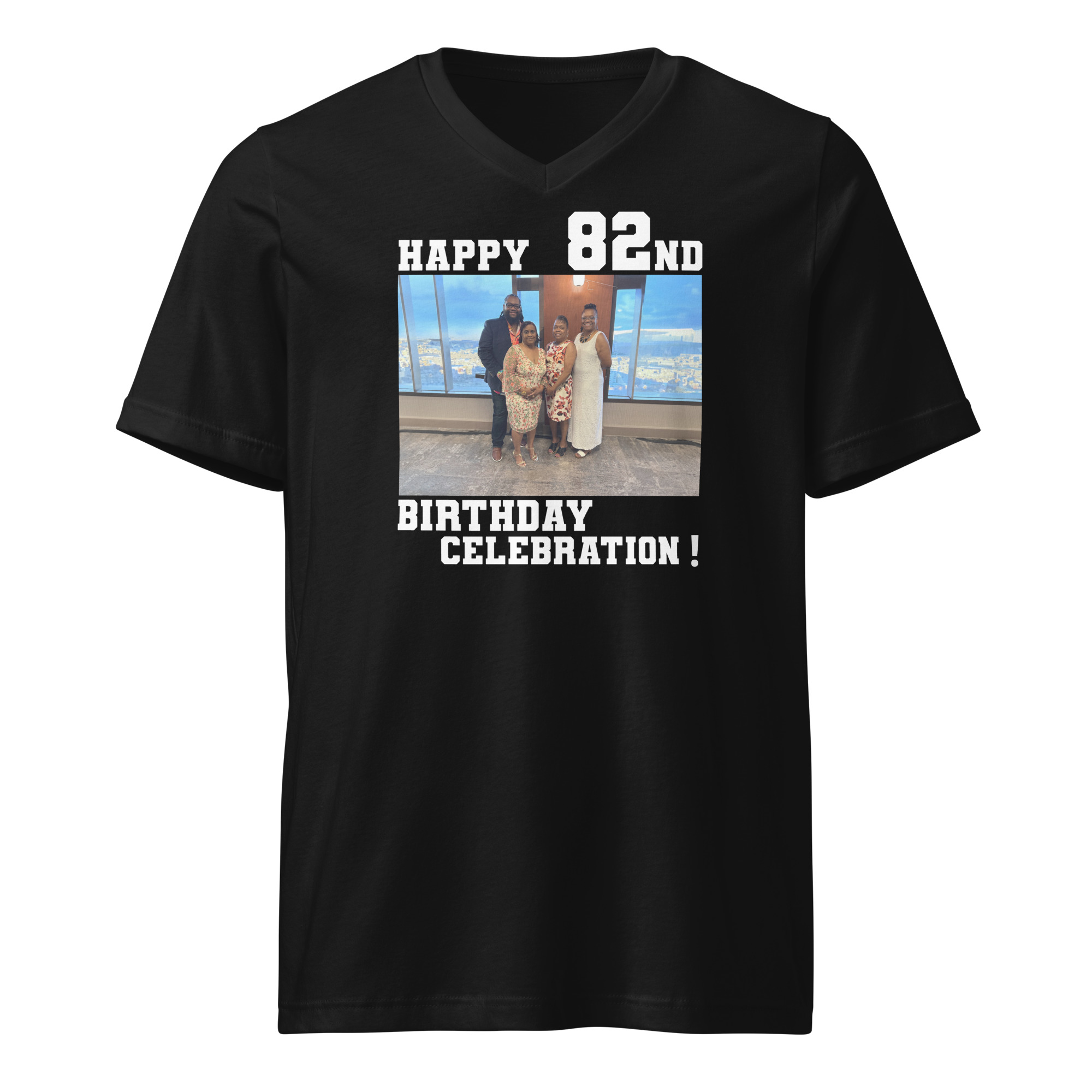 HAPPY 82ND BIRTHDAY CELEBRATION – SIBLINGS | V-NECK | BLACK