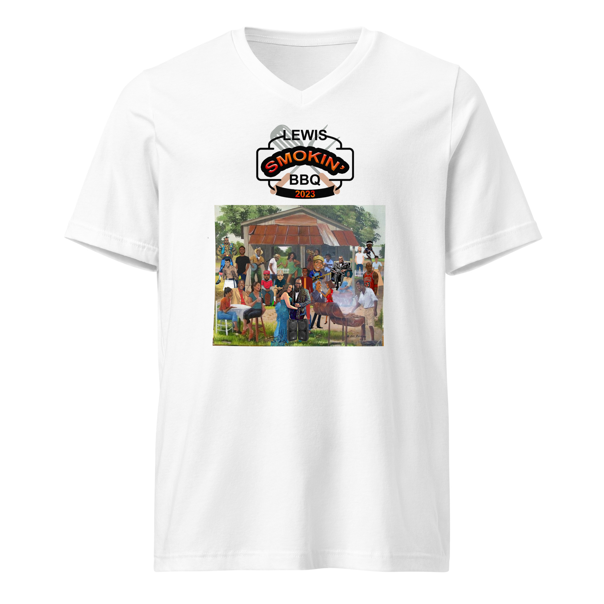 Lewis Smokin BBQ 2023 - V-Neck | White | Womens